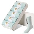 thumbnail image 3 of 5 piezas/paquete de calcetines de mujer otoño invierno 2022 de algodón hasta la rodilla medias sólidas transpirables suaves sacos gruesos medias de tubo medio, 3 of 5