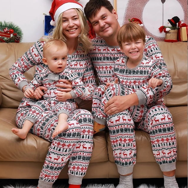 Christmas Pajamas Set Couples Family Matching Xmas Pjs Mother Kids Mommy Daughter Child Daddy Son Long Sleeve Printed 2023 New