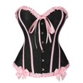 thumbnail image 2 of JOANKDMI Women's Chic Gothic Steampunk Corset Top with Ribbon Tie and Ruffle Trim Elegant Bustier for Pirate Roleplay and Vampire Halloween Dress Up Outfit, 2 of 5