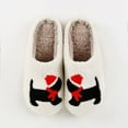 thumbnail image 3 of Winter House Slippers for Women Men Funny Floral Animal Print Fuzzy Warm Home Shoes Casual Indoor Slip on Slides Red 7.5, 3 of 4