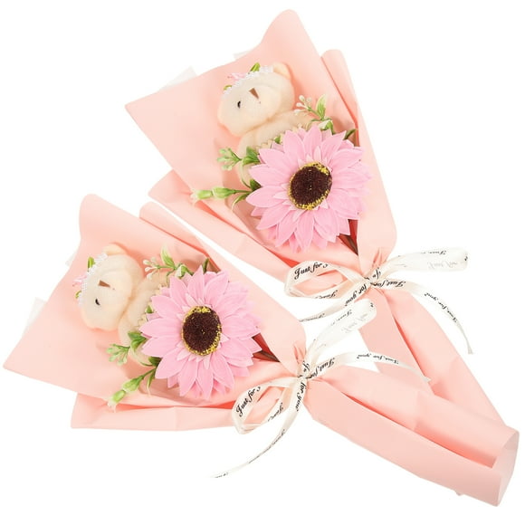 KAKOWELY 2pcs Graduation Flower Bouquets Graduation Bear Bouquet Bear Sunflower Bouquet,12.6X"X5.12"X1.57"