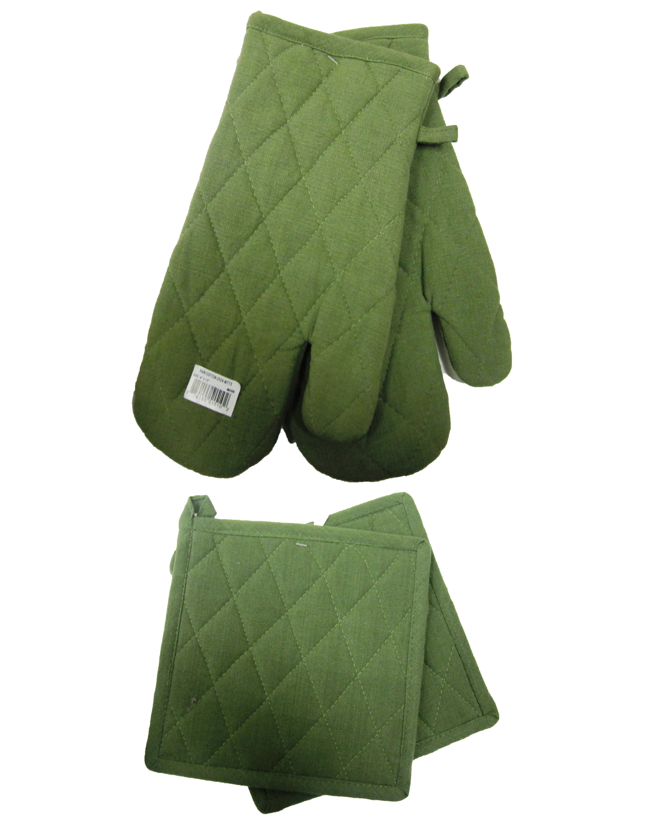 Fabstyles Solo Oven Mitt and Potholder Set of 4, 100 Cotton 2 Piece