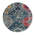 thumbnail image 4 of HAOXIT Tablecloth, Pattern with Ornamental Floral Folk Art Abstract, Round Table Cover for Dining Room Kitchen Decor, Circle Tablecover, Navy Blue Multicolor 31-35, 4 of 8