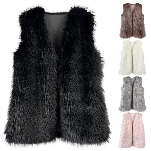 Hueook Puffer Jacket Women Sleeveless Solid Color Short Warm Top Jacket Black L