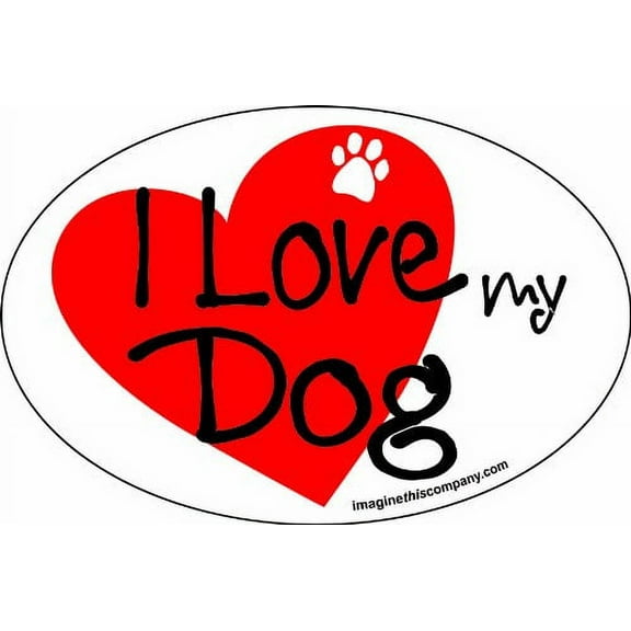 Imagine This 4-Inch by 6-Inch Car Magnet Heart Oval, Dog