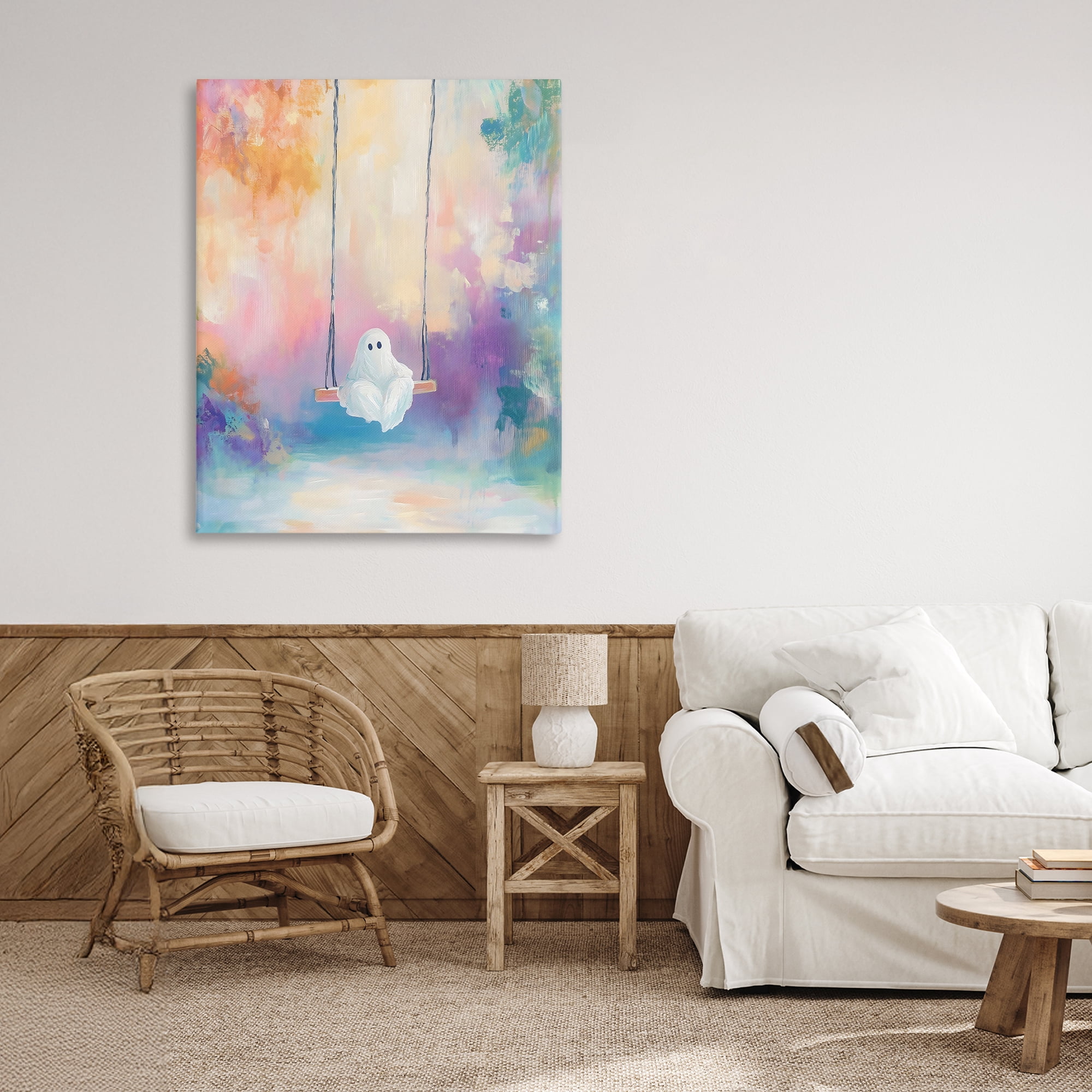 Stupell Industries Watercolor Ghost on Swing Canvas Wall Art, design by The Prints Vibe