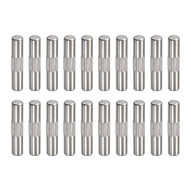 4x20mm 304 Inoxidable Acero Espiga Pasadores, 20uds Centro Estriado Plano Chaflanado Extremo Espiga Pasador, Madera Litera Cama Estante Picas Soporte Estantes Fijar Elementos