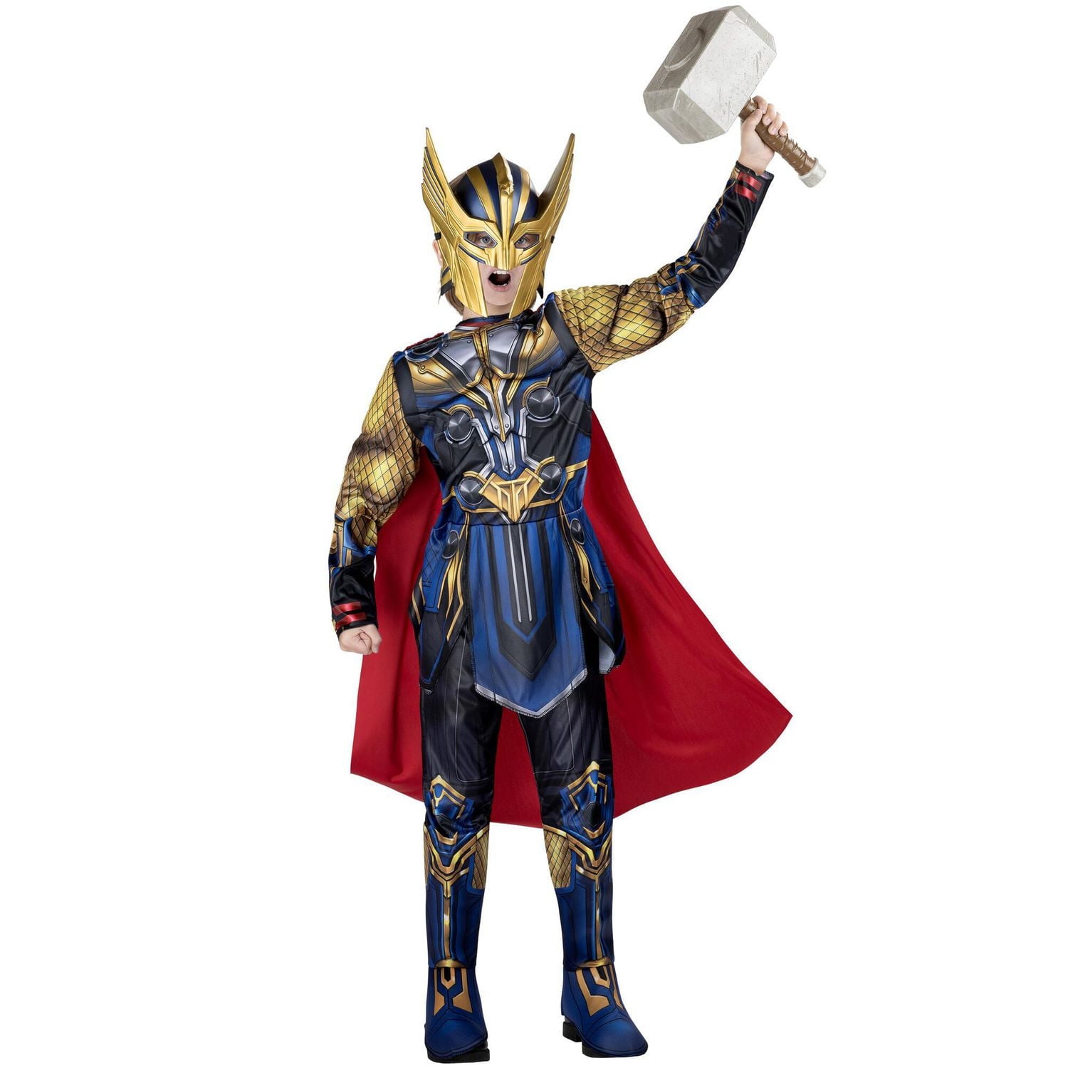 MARVEL Youth Thor Costume - Combinaison rembourrée avec cape et masque en plastique