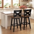 thumbnail image 4 of Gymax 29'' Swivel Barstools Set of 4 w/Backrest Large Seat Footrest for Kitchen Island Black & Walnut, 4 of 10