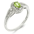 thumbnail image 2 of White Sterling Silver Ring Band Gemstone (08) August Peridot Oval Green Diamond Round, 2 of 3