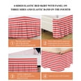 thumbnail image 6 of Boho Red Stripe Wrap Around Bed Skirts for Queen Bed 16" Drop,Bed Skirt with Adjustable Elastic Belt Dust Ruffle Bed Valance for Bedroom Hotel Abstract Geometric White Minimalist Bed Frame Cover, 6 of 7