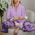 thumbnail image 6 of Haiem Lavender Roses Arrangement Pattern Women’s Long-sleeve Sleepwear,Sleepwear Set,2-piece Loungewear Set,Soft PJs Comfy Nightwear with Pockets-Large, 6 of 7