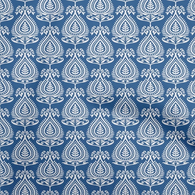oneOone Silk Tabby Medium Blue Fabric Asian Block Sewing Craft Projects Fabric Prints By Yard 42 Inch Wide