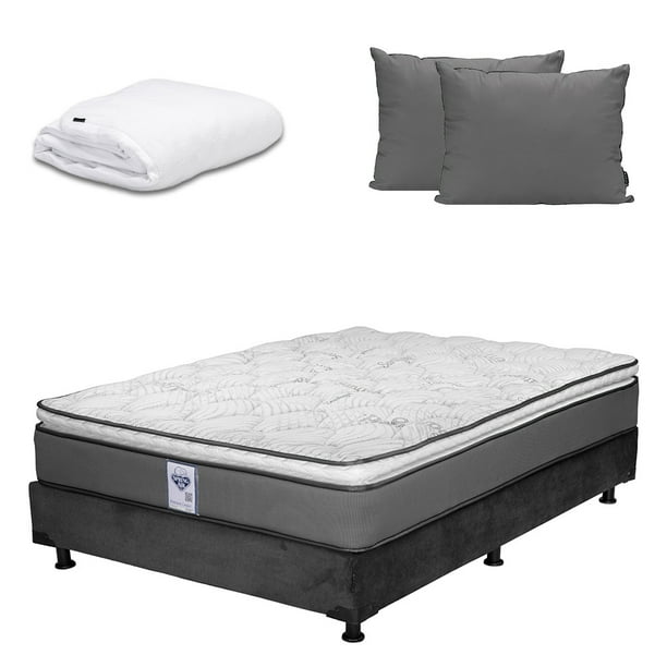 Colchón Individual Prestige Spring Air + Box + Almohada 2Pack + Protector Cloud
