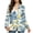 Blue Yellow Nautical Tropic, variant on Folk Embroidery Floral Women's Casual Blazer Suit Jacket, M, Long Sleeve Suit Jacket with Pockets, Notched Lapel Work Office Casual Blazers, Open Front Fall Winter Outfit