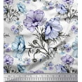 thumbnail image 1 of Soimoi Cotton Duck Fabric Leaves & Anemone Flower Print Fabric by Yard 42 Inch Wide, 1 of 1