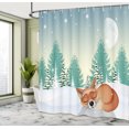 thumbnail image 4 of Ambesonne Fox Shower Curtain, Animal Sleeping on Snow Art, 69"Wx84"L, Laurel Green Dark Peach, 4 of 4