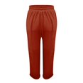 thumbnail image 4 of Gibobby Pantalones para mujer cintura alta para el frío Pantalones sueltos de pierna ancha casuales de algodón de color sólido de cintura alta elástica para mujer(Rojo,XG), 4 of 5