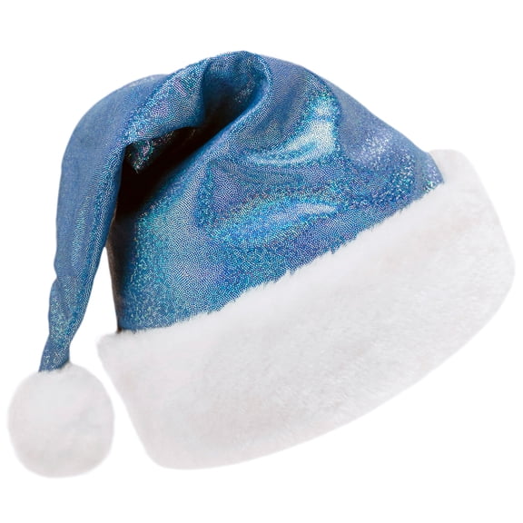 SeasonsTrading Sparkly Blue Santa Hat - Adult Fun Holiday Xmas Christmas Costume Party Hat