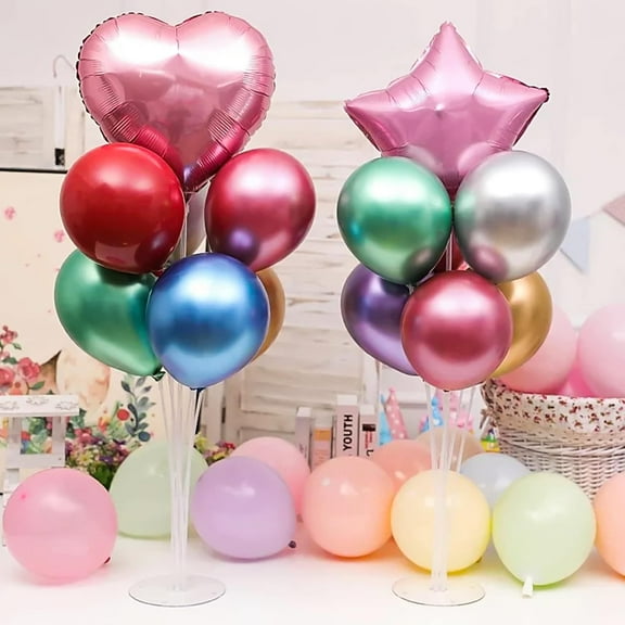 4 Sets Balloon Stand Kits, Balloon Sticks Holder with Base for Table Graduation Birthday Baby Shower Gender Reveal Party Decorations