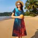 thumbnail image 4 of Easygdp Red And Blue Fire para Vestido Transpirable de Mujer, Vestido Suelto de Manga Corta con Pliegues y Bolsillos para el Verano, 4 of 6