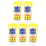 Wet Ones Antibacterial Hand Wipes Canister. Fresh and Hypoallergenic. Tropical Splash Scent. 40 Wipes. Pack of 5