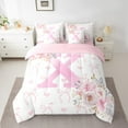 thumbnail image 2 of Erosebridal Floral Initial Letter X Bed in a Bag Queen size, Monogrammed Bed Set, Anniversary Decor, Reversible, 2 of 5