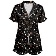 thumbnail image 4 of JIAYUE Women's Sleepwear Set Halloween Pattern Printed With Notched Collar Short Sleeve Tops And Shorts For Home Loose Wear Cozy For Lightweight And Breathable Comfort Pajamas, 4 of 4