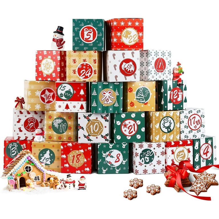 Naler 24Pcs Advent Calendar Boxes, DIY Empty Countdown to Christmas Boxes  for Kids Adult Favor Gift - Walmart.com