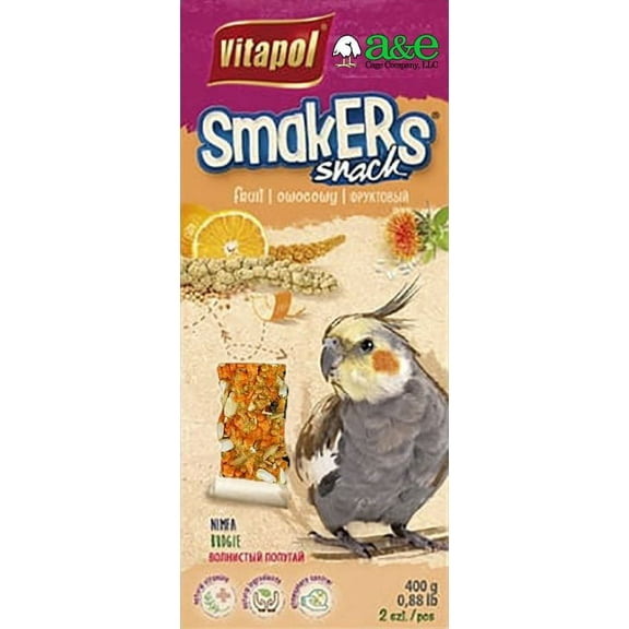A&E Cage Company Smakers Cockatiel Orange Treat Sticks [Bird, Treats Packaged] 2 count