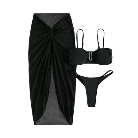 Tawop Women Swimwear Cover Up Bikini High Waisted Bathing Suits Clearance Swim Swimwear Coverups Black M