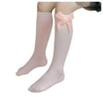 thumbnail image 4 of Hjtefg Toddler Knee-High Socks - Ribbed Knit Stockings for Girls, Mid-Calf Solid Color Socks with Bow Detailing,Color: Z1-Pink Size: 1-3 Years, 4 of 4