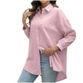 thumbnail image 2 of ECZHAW Women Plus Size Button Down Shirts Long Roll Up Sleeve V Neck Collared Casual Blouses Oversized Shirt Tops, 2 of 4