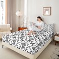 thumbnail image 3 of jejeloiu Preppy Bow King Sheets For Men Women,Classic Pattern Bedding,Black White,4 Pieces,1 Flat Sheet, 1 Fitted Sheet and 2 Pillowcases, 3 of 6