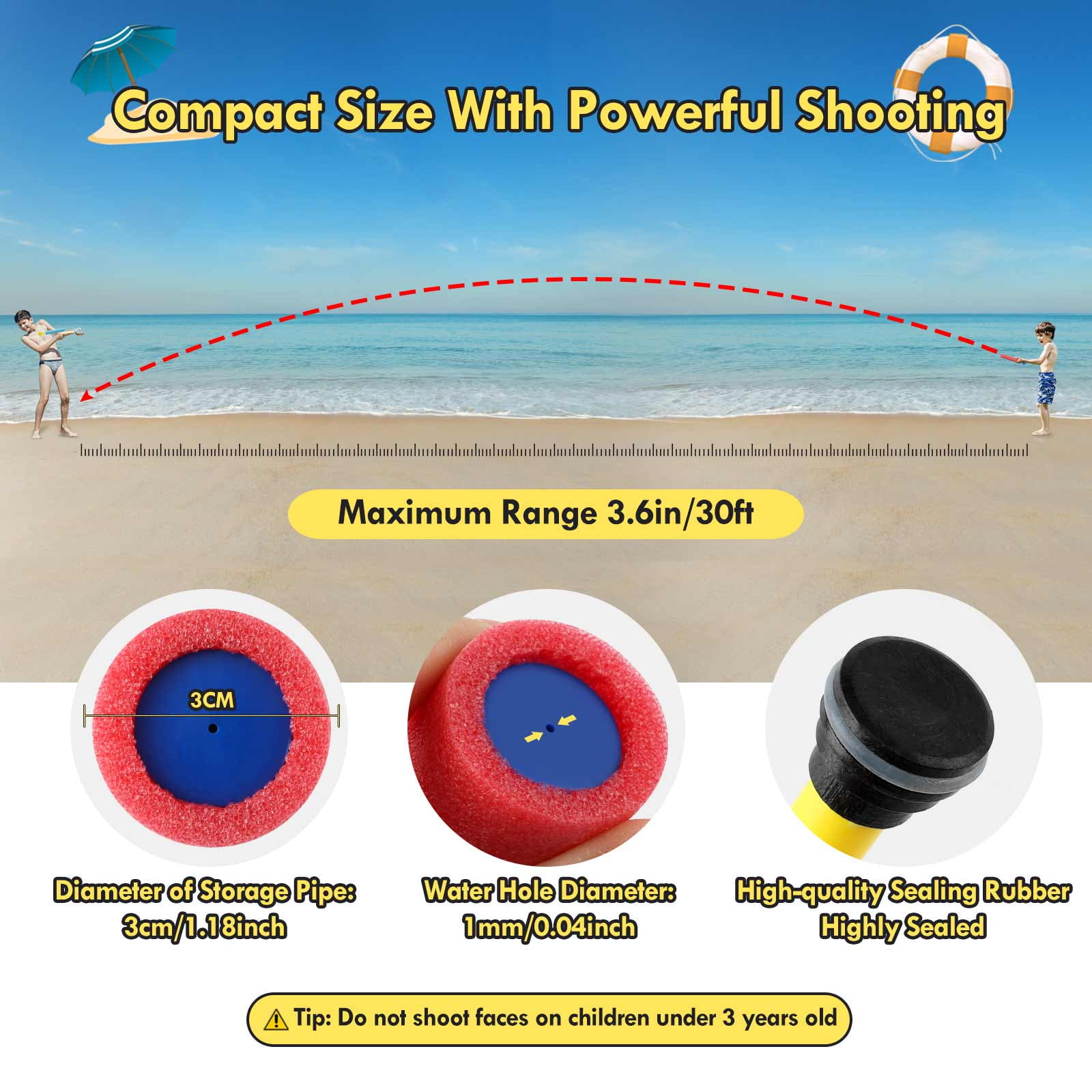 12 Pack Water Blaster Super Soaker Blaster Set for Kids Adult, 30ft Water Blaster with Plastic Handle, Perfect Water Toy for Outdoor Swimming Pool Beach