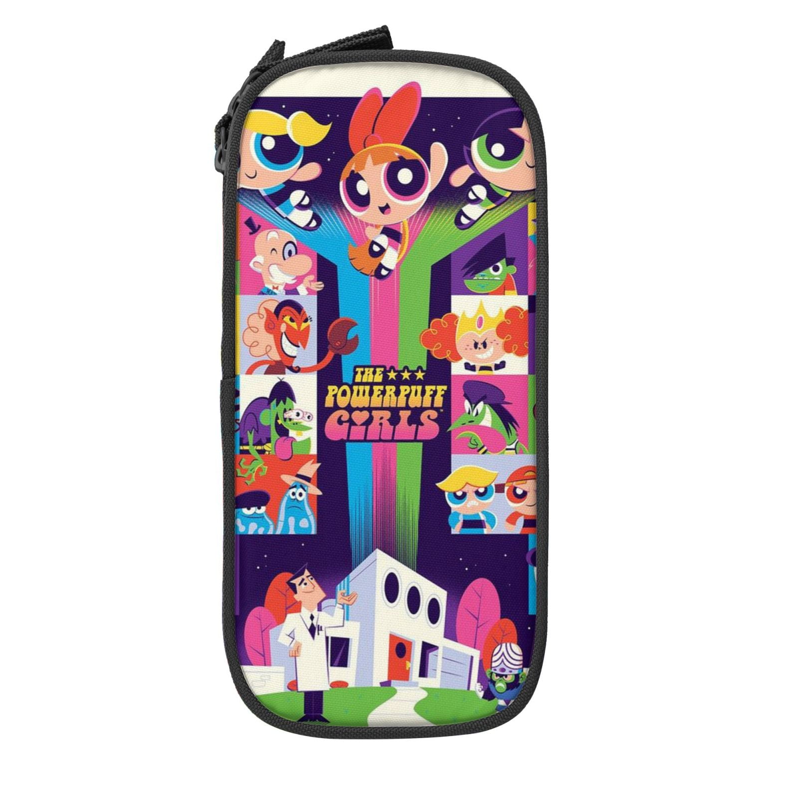 The Powerpuff Gi-rls Pencil Case Large Capacity Pencil Pouch Penbag Office Stationery Organizer Travel Makeup Bag Black