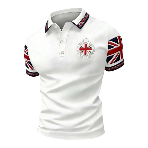 SJLDQY Mens 2026 British Soccer Polo Shirts Short Sleeve International Football Shirts for Men British Flag Graphic Lightweight Summer Workout Golf Shirts