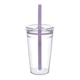 thumbnail image 2 of Queroig Transparent Tritan Straw Tumbler 16oz Colorful Coffee Cup with Lid Cute Leak-Proof Sippy Cup for Iced Coffee Tea Juice Milk, 2 of 7