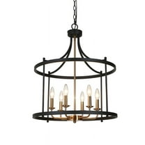 LNC 21.5" Black and Gold 6-Light Lantern Chandelier with E12 Base for Foyer or Dining Room