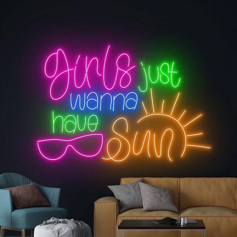 Handmadetneonsign Girls Just Wanna Have Sun Neon Sign, Sun Shine