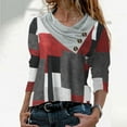 thumbnail image 2 of ketyyh-chn4411 Brown T Shirt Women's Long-Sleeve Crewneck Smocked T-Shirt Red, 2 of 5