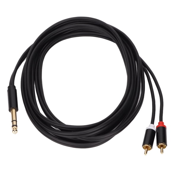 Cable de 6,35 mm a 2 RCA chapado en oro, adaptador de audio estéreo macho de 1/4 de pulgada a 2 RCA, divisor en Y, cable RCA de 3 m