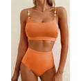 thumbnail image 5 of Eytino Women's Bikini Swimsuit Shirred Solid Color 2 Piece High Waisted Swimsuit Scoop Neck Adjustable Shell Strap Bathing Suits Bikini Set 2025 Womens Swimwear Orange L, 5 of 9
