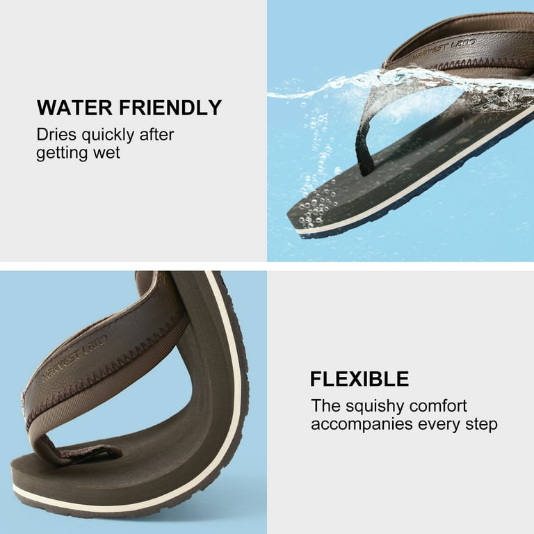Harvest Land Men's Flip Flops with Arch Support, Comfortable Harvest Land Men's Flip Flops with Arch Support, Comfortable