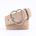 thumbnail image 1 of Nvzi Cinturón de cuero sintético para mujer, para vestir y jeans, con botones en forma de corazón, color beige, 1 of 5