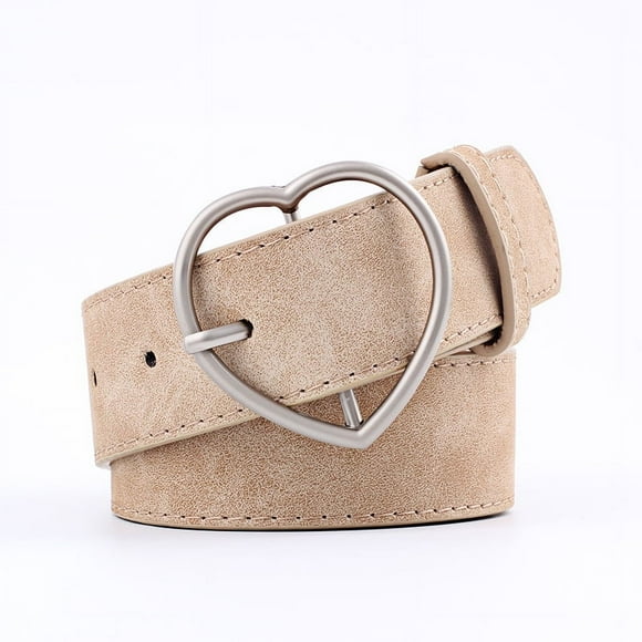 Firefly Hope Cinturón de cuero sintético para mujer, para vestir y jeans, con botones en forma de corazón, color beige