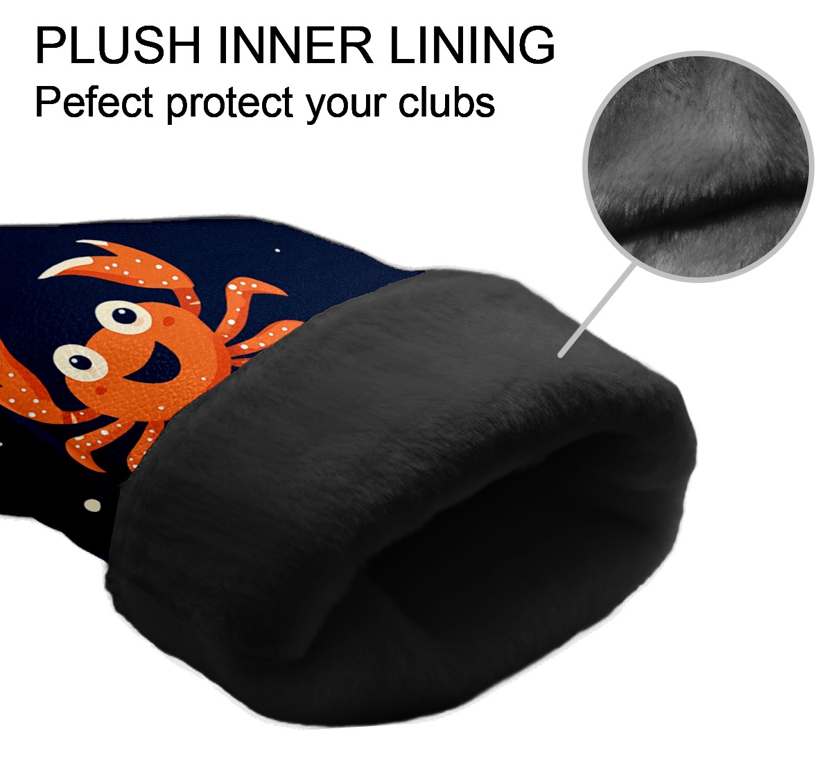 Golf Club Covers PU Leather Waterproof Head Covers for Fairway Woods Hybrids Crab Pattern