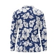 thumbnail image 4 of Garronmavis Women's Quarter Zip Golf Shirt Tennis Shirts Long Sleeve Collared Tennis Shirts Pickleball Hawaiian Golf Shirt for Women, Hawaiian Blue Hibiscus, Size S, 4 of 7