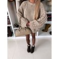 thumbnail image 5 of Cable Knit Oversized Sweaters Womens Cozy Pullover Sweater Fall Winter Clothes Camel Color S, 5 of 6