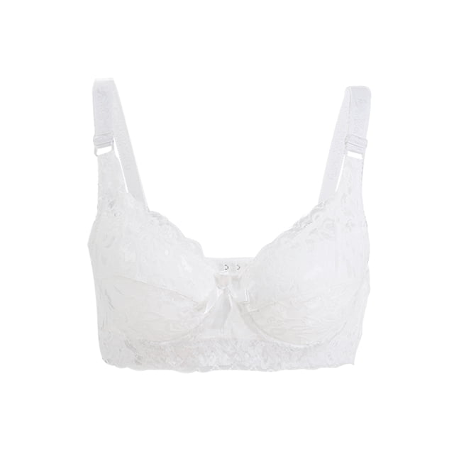 SOSTENES CHIC para Mujeres Copas Completas Transpirables Confort Encaje Floral Cobertura Completa Sin Almohadillas Con Aros 42/95 Ajuste 40B/C Blanco